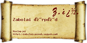 Zabolai Árpád névjegykártya